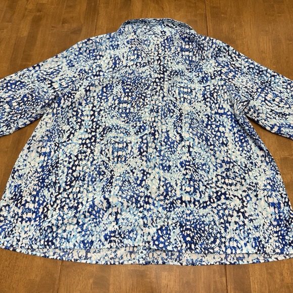 Catherines top womens 1XWP petite abstract colorful button up career office work - Picture 6 of 11